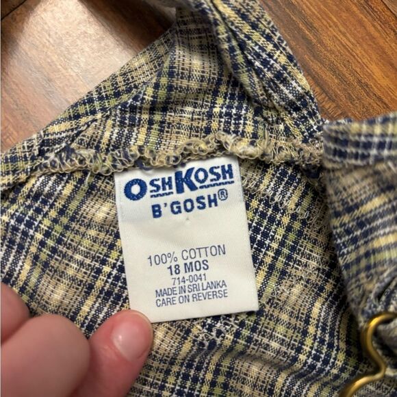 Osh Kosh B’Gosh vintage plaid green/blue/yellow/white overall shorts - Picture 6 of 6
